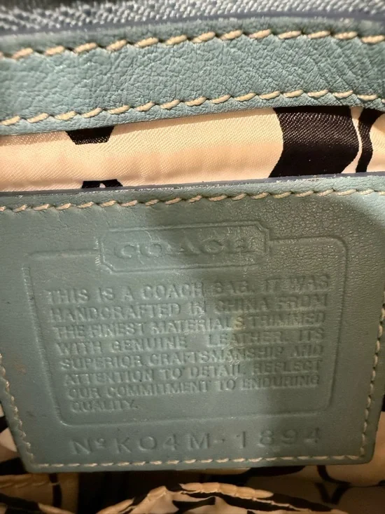 Coach 1941 Black Tote Bag with Light Blue Trim and Tan Accents - Picture 5 of 13